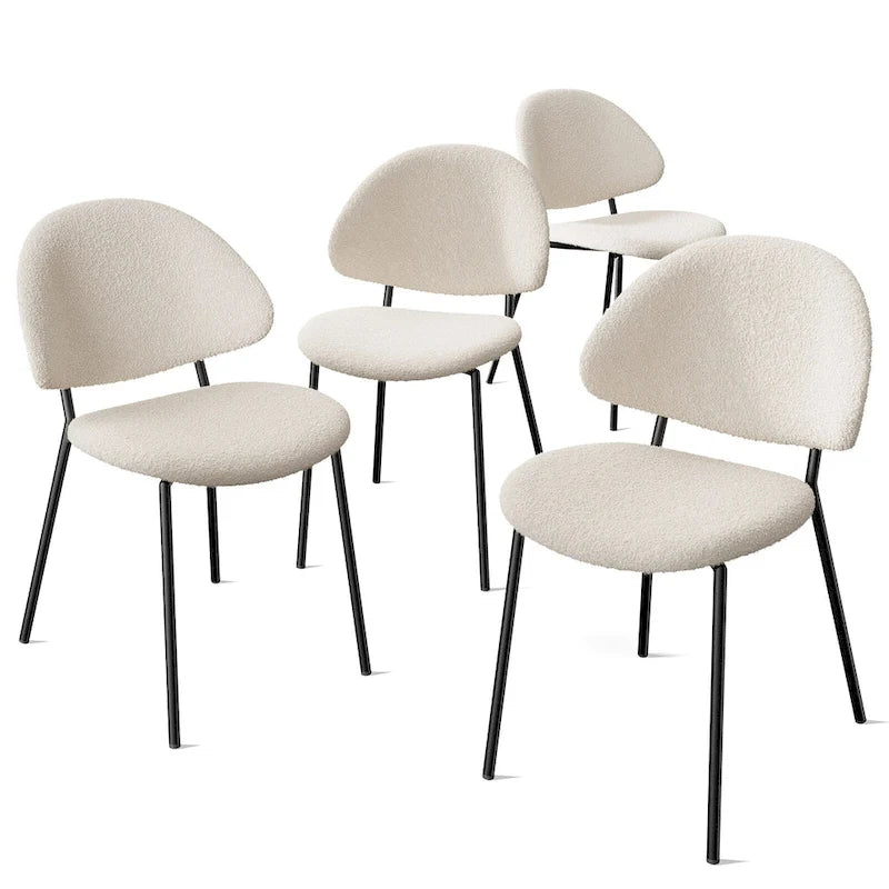Ensemble de 4 chaises de salle à manger rembourrées en cuir PU, style moderne du milieu du siècle, avec dossier incurvé, pour salle à manger et cuisine.