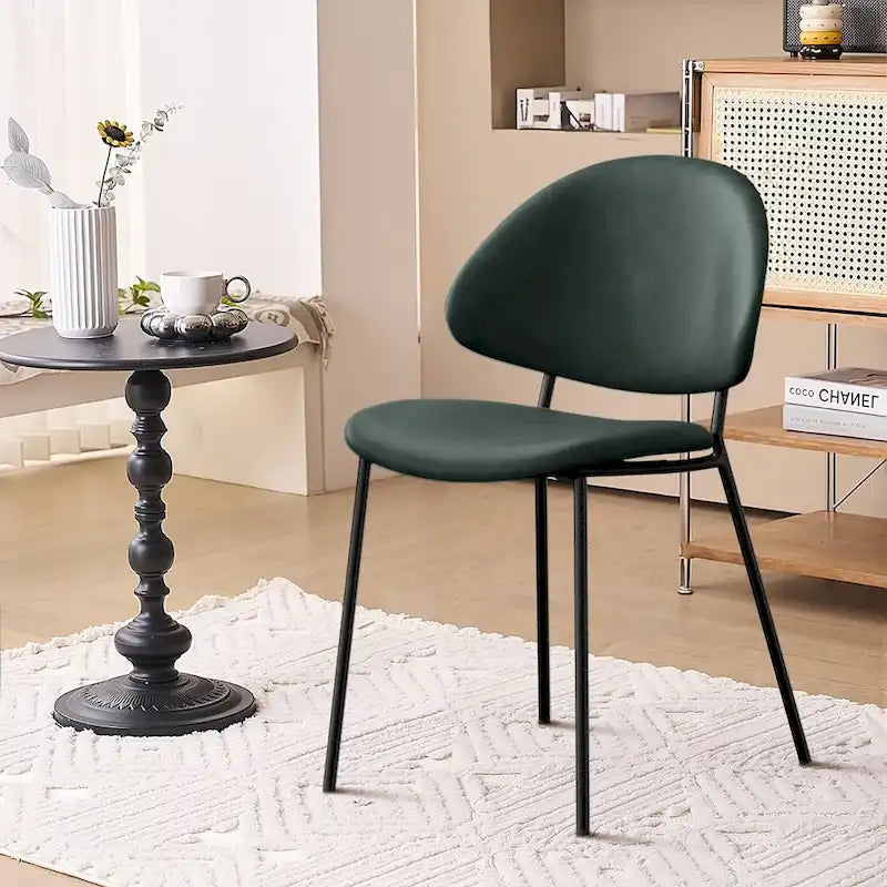 Ensemble de 4 chaises de salle à manger rembourrées en cuir PU, style moderne du milieu du siècle, avec dossier incurvé, pour salle à manger et cuisine.