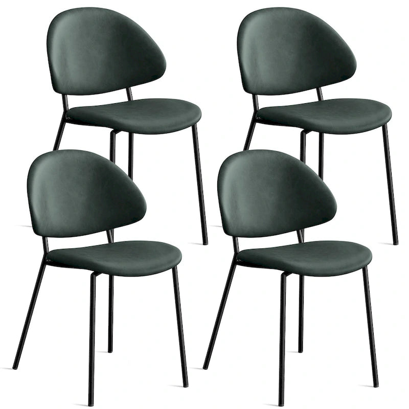 Ensemble de 4 chaises de salle à manger rembourrées en cuir PU, style moderne du milieu du siècle, avec dossier incurvé, pour salle à manger et cuisine.