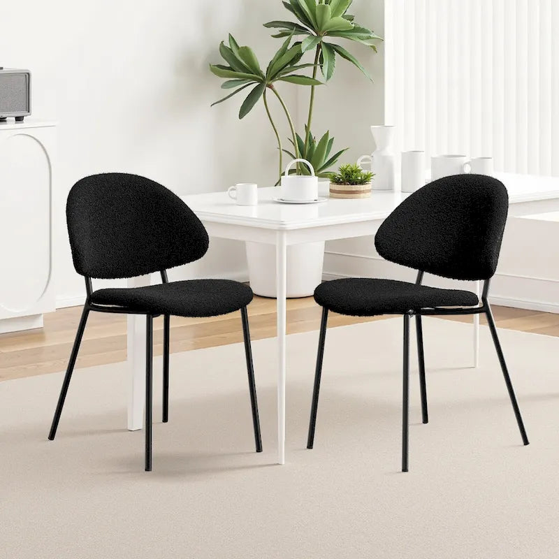 Ensemble de 4 chaises de salle à manger rembourrées en cuir PU, style moderne du milieu du siècle, avec dossier incurvé, pour salle à manger et cuisine.