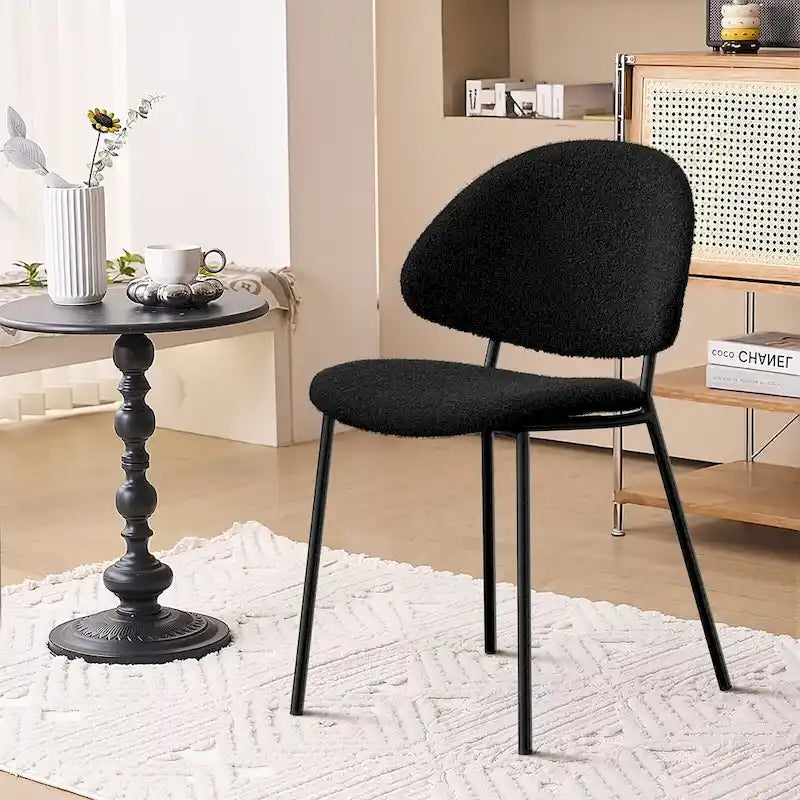 Ensemble de 4 chaises de salle à manger rembourrées en cuir PU, style moderne du milieu du siècle, avec dossier incurvé, pour salle à manger et cuisine.
