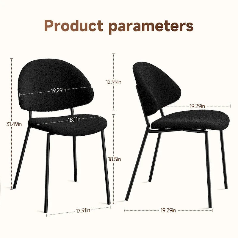 Ensemble de 4 chaises de salle à manger rembourrées en cuir PU, style moderne du milieu du siècle, avec dossier incurvé, pour salle à manger et cuisine.