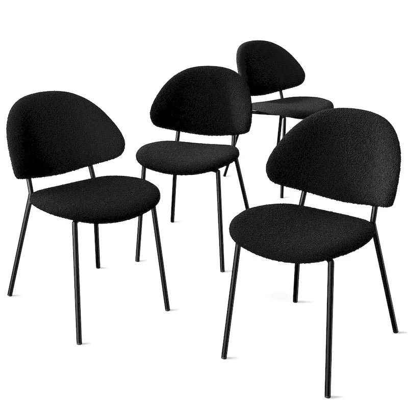 Ensemble de 4 chaises de salle à manger rembourrées en cuir PU, style moderne du milieu du siècle, avec dossier incurvé, pour salle à manger et cuisine.