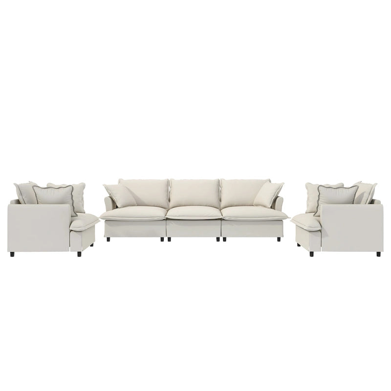 Canapé d'angle modulaire en chenille, canapé rembourré et 2 fauteuils