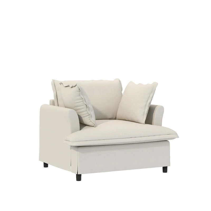 Canapé d'angle modulaire en chenille, canapé rembourré et 2 fauteuils