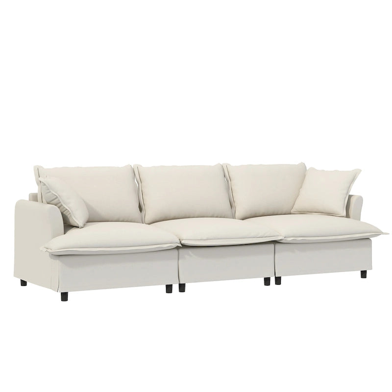 Canapé d'angle modulaire en chenille, canapé rembourré et 2 fauteuils