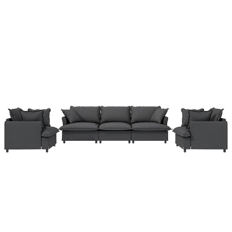 Canapé d'angle modulaire en chenille, canapé rembourré et 2 fauteuils