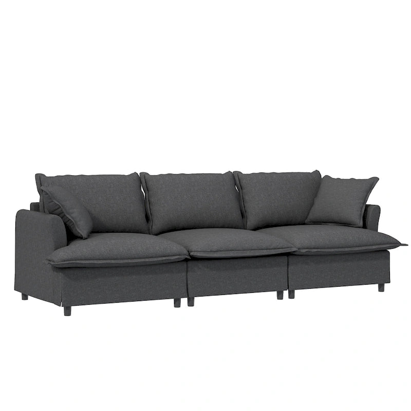 Canapé d'angle modulaire en chenille, canapé rembourré et 2 fauteuils