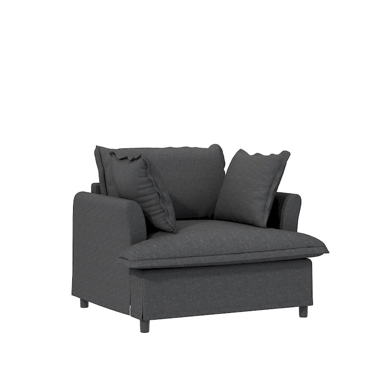 Canapé d'angle modulaire en chenille, canapé rembourré et 2 fauteuils