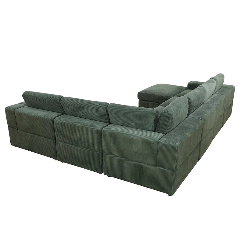 Canapé d'angle modulaire réversible surdimensionné 7 pièces (130 cm de large) avec pouf