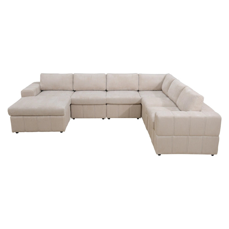 Canapé d'angle modulaire réversible surdimensionné 7 pièces (130 cm de large) avec pouf
