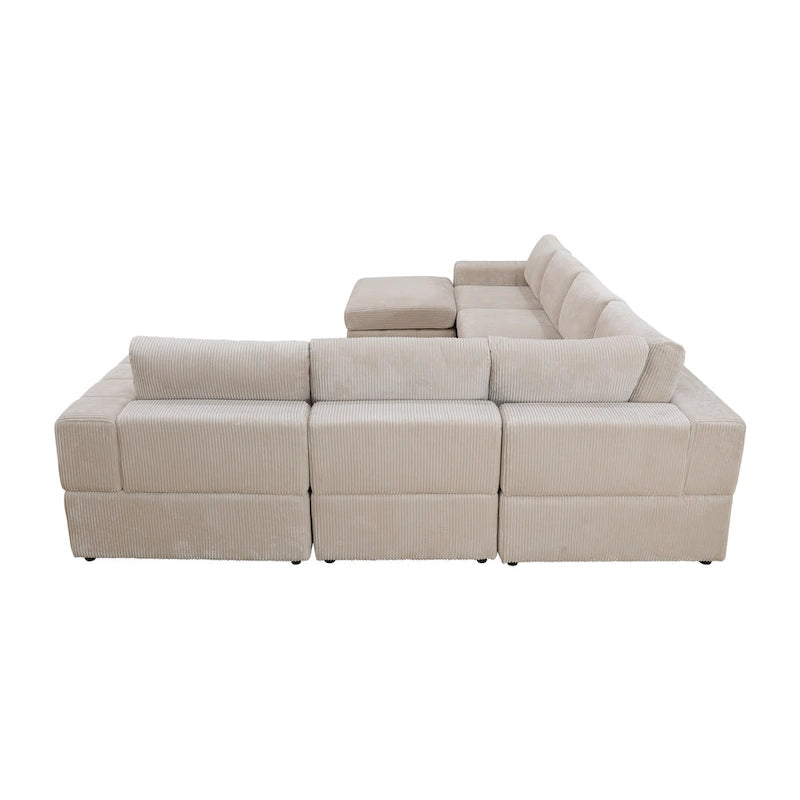 Canapé d'angle modulaire réversible surdimensionné 7 pièces (130 cm de large) avec pouf