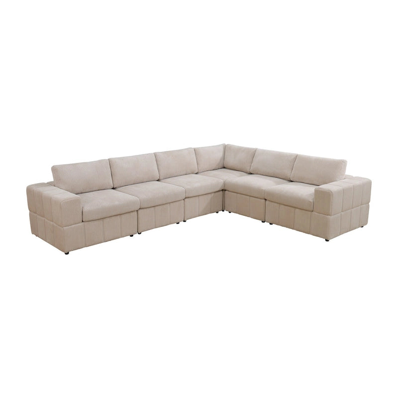 Canapé d'angle modulaire réversible surdimensionné 7 pièces (130 cm de large) avec pouf