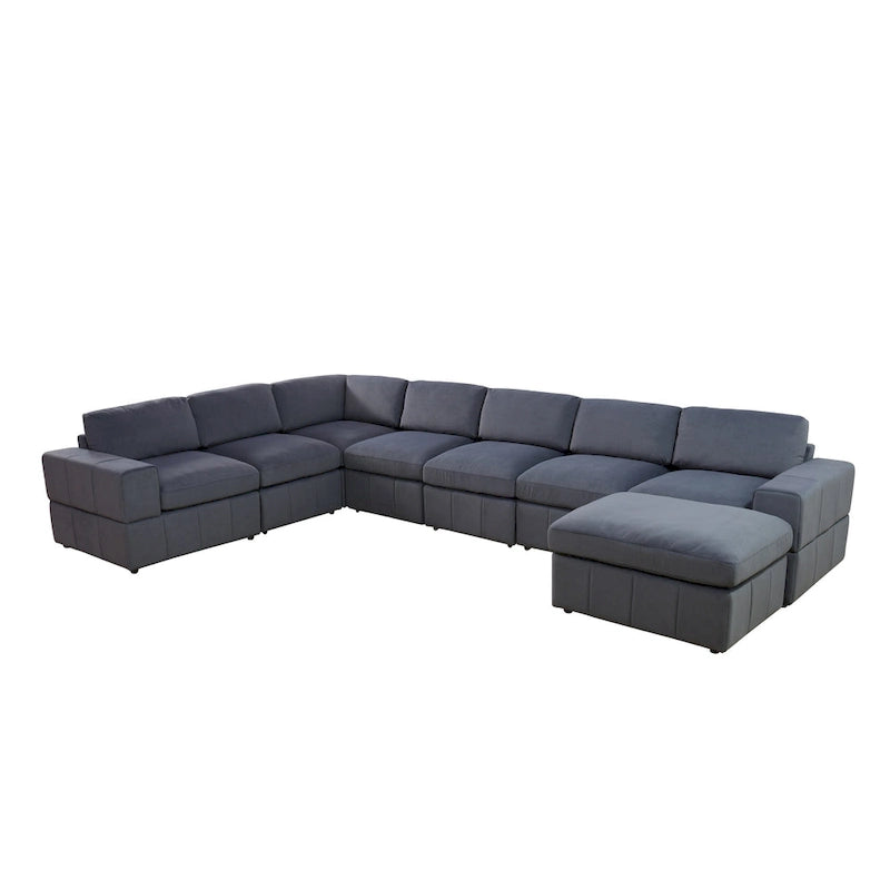 Canapé d'angle modulaire réversible surdimensionné 7 pièces (130 cm de large) avec pouf