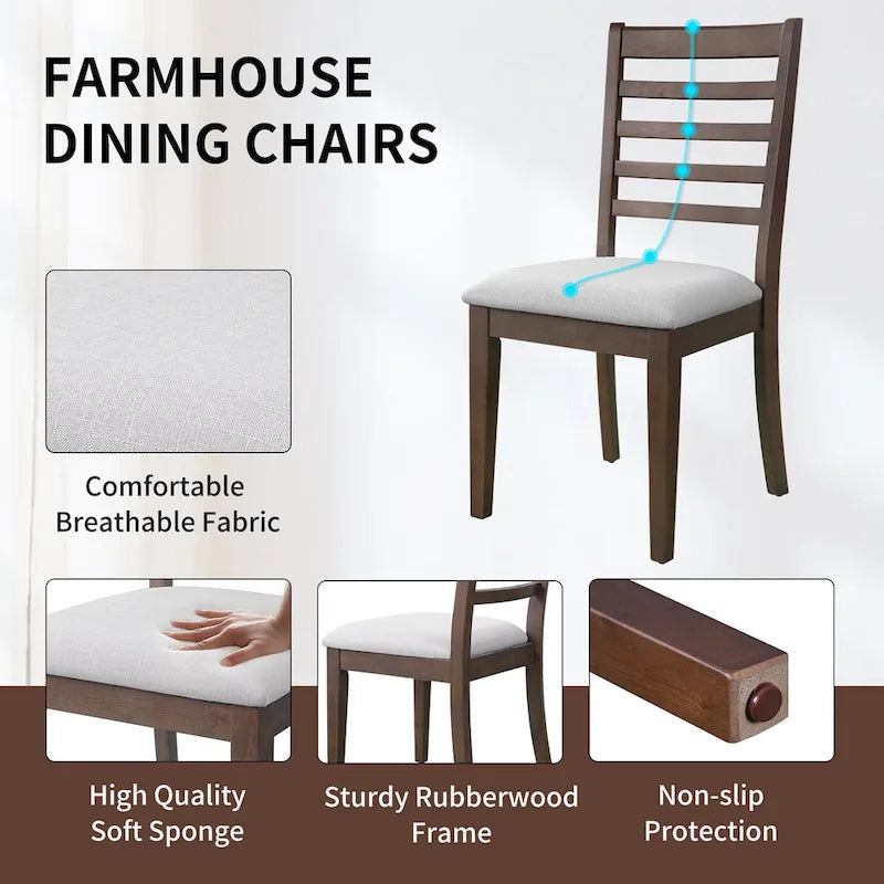 Ensemble de table à manger extensible 5 pièces, table extensible de style campagnard avec rallonge de 45 cm.