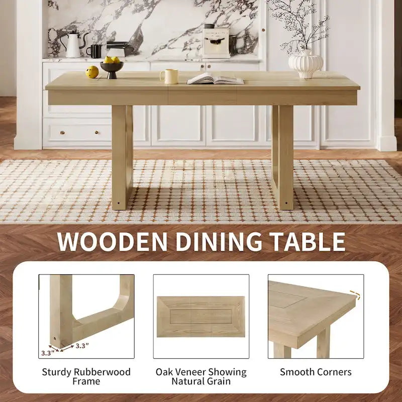 Ensemble de table à manger extensible 5 pièces, table extensible de style campagnard avec rallonge de 45 cm.