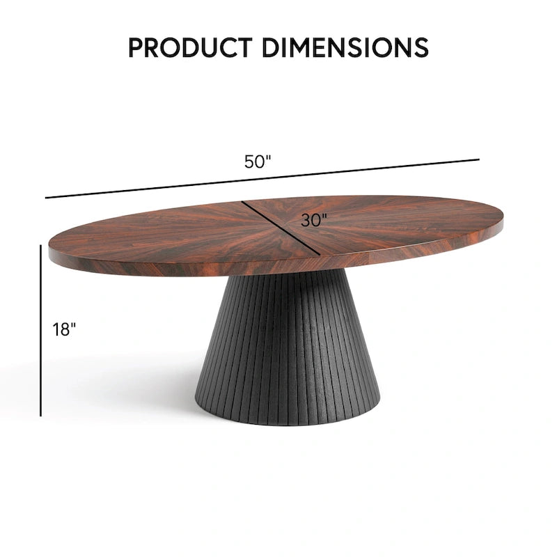 Table basse ovale moderne Dravo de Furniture of America, marron et noire