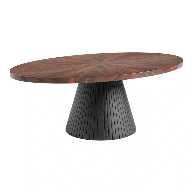 Table basse ovale moderne Dravo de Furniture of America, marron et noire