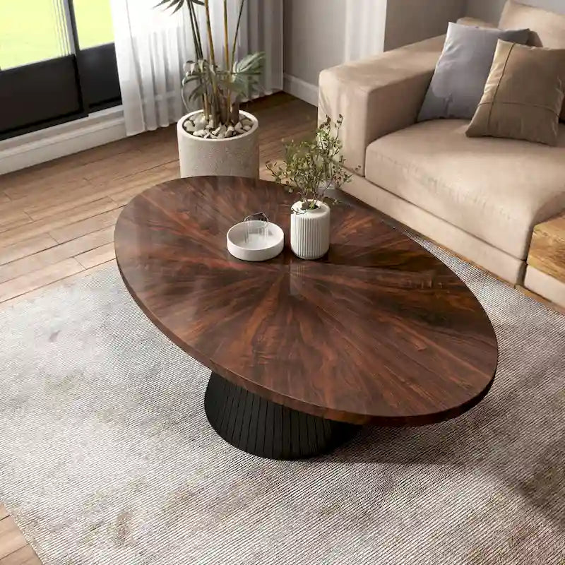 Table basse ovale moderne Dravo de Furniture of America, marron et noire