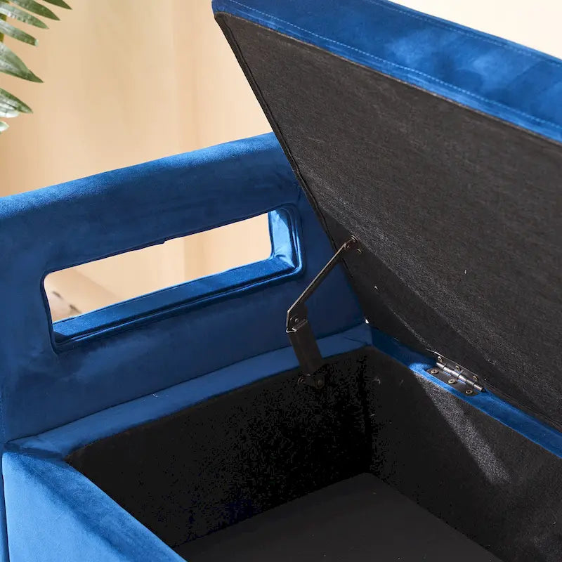 Banc de rangement en velours avec accoudoirs et structure en bois pour chambre à coucher (67,91 €)