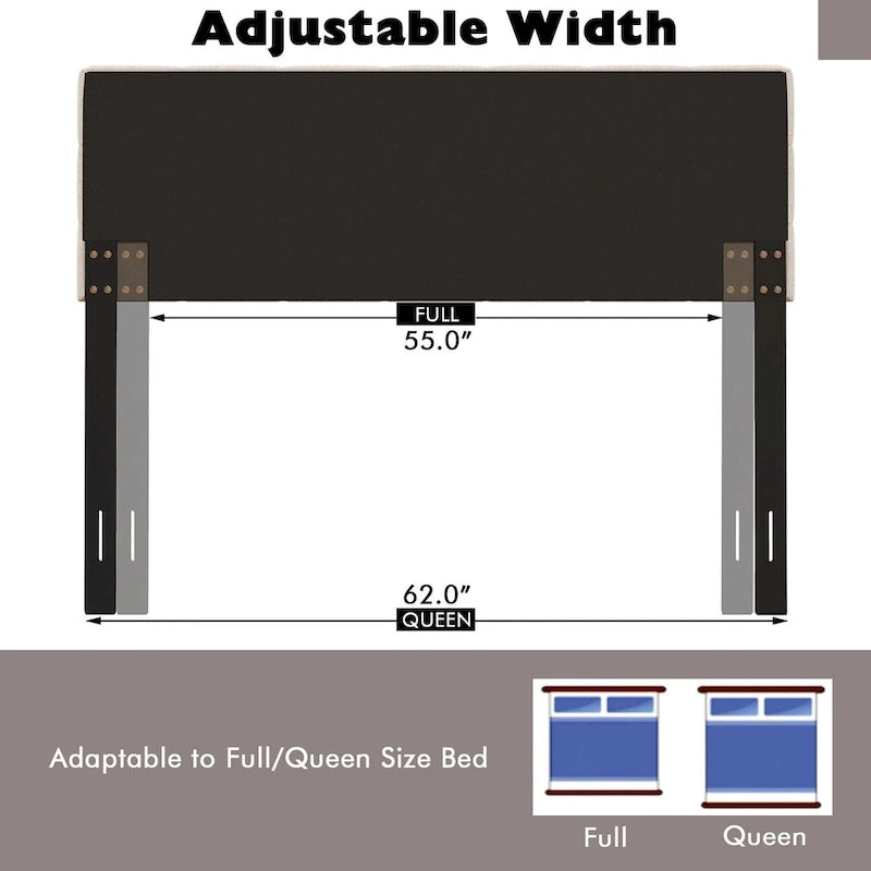 Tête de lit Gymax pour lit double/queen, revêtement en lin capitonné à boutons