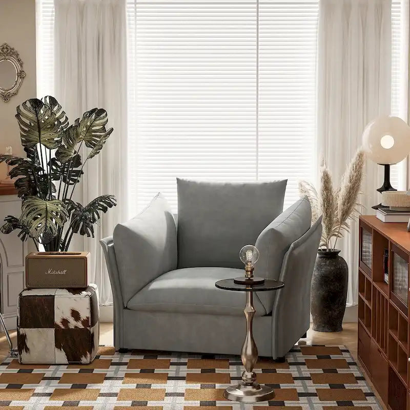 Fauteuil lounge surdimensionné en chenille
