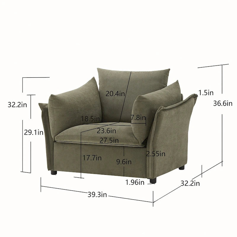 Fauteuil lounge surdimensionné en chenille