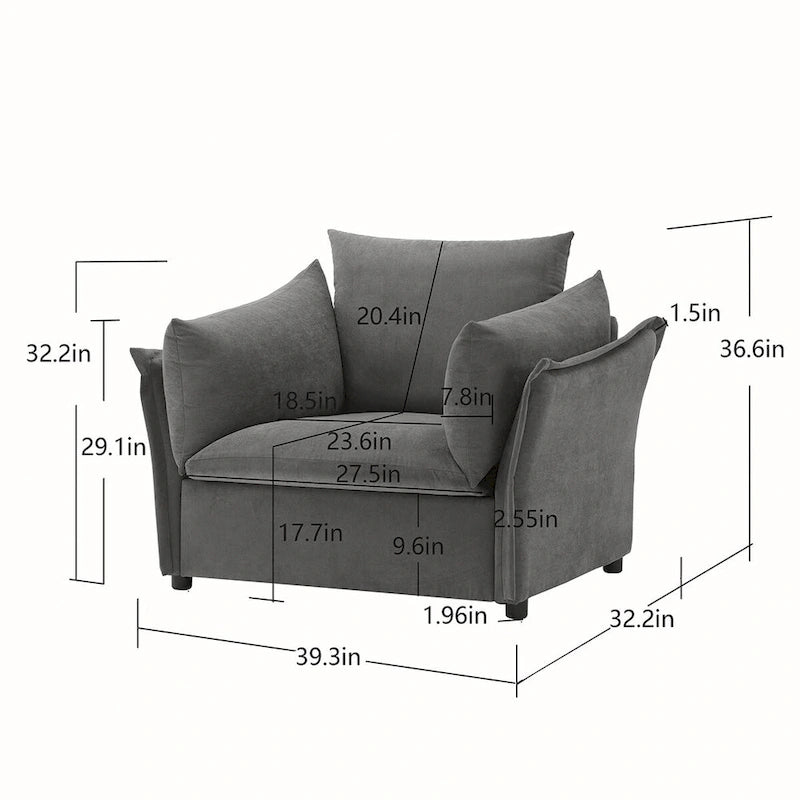 Fauteuil lounge surdimensionné en chenille