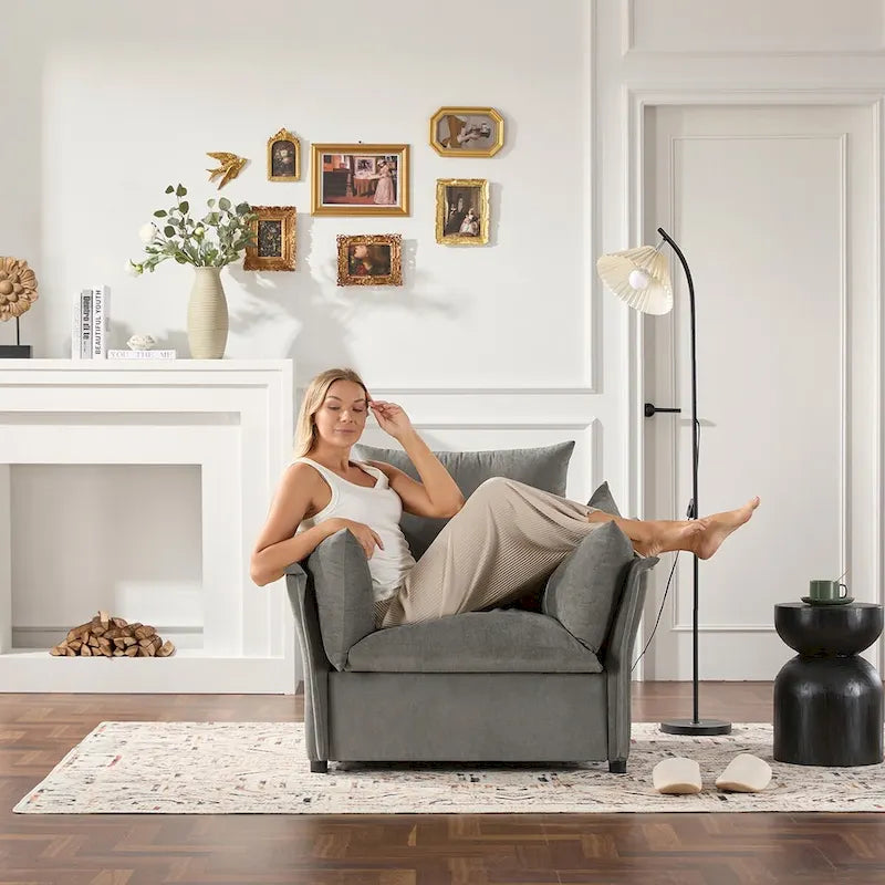 Fauteuil lounge surdimensionné en chenille