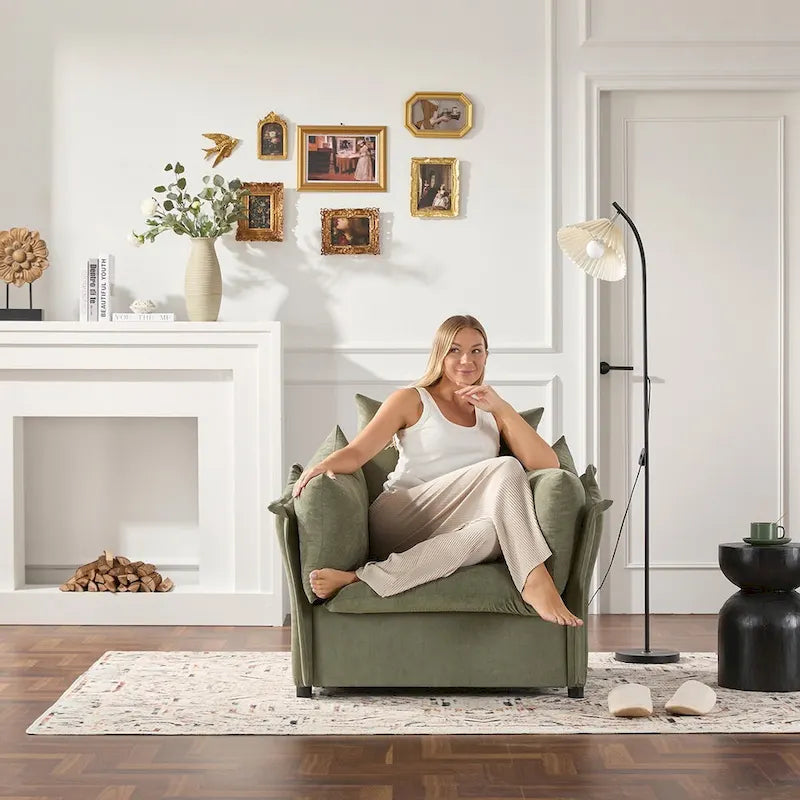 Fauteuil lounge surdimensionné en chenille