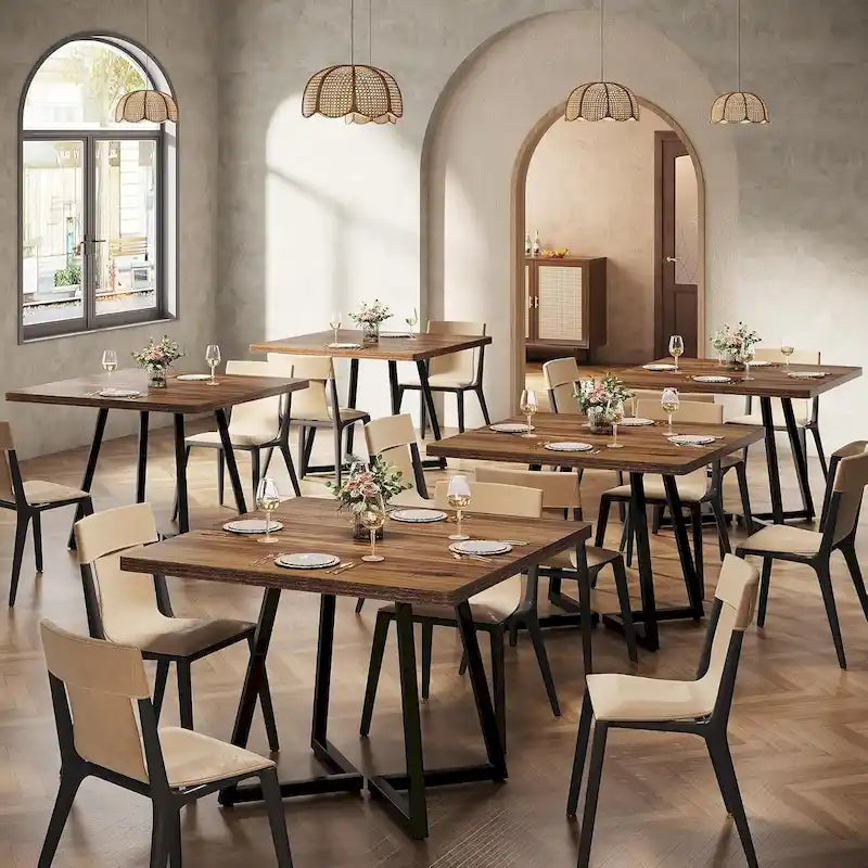 Table de salle à manger carrée de style industriel de 80 cm (31,5 pouces) avec piètement en métal