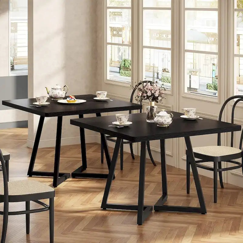 Table de salle à manger carrée de style industriel de 80 cm (31,5 pouces) avec piètement en métal