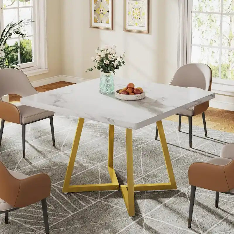 Table de salle à manger carrée de style industriel de 80 cm (31,5 pouces) avec piètement en métal
