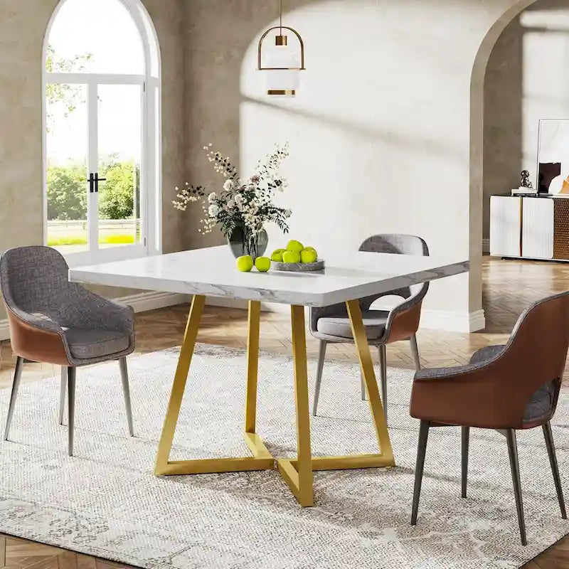Table de salle à manger carrée de style industriel de 80 cm (31,5 pouces) avec piètement en métal