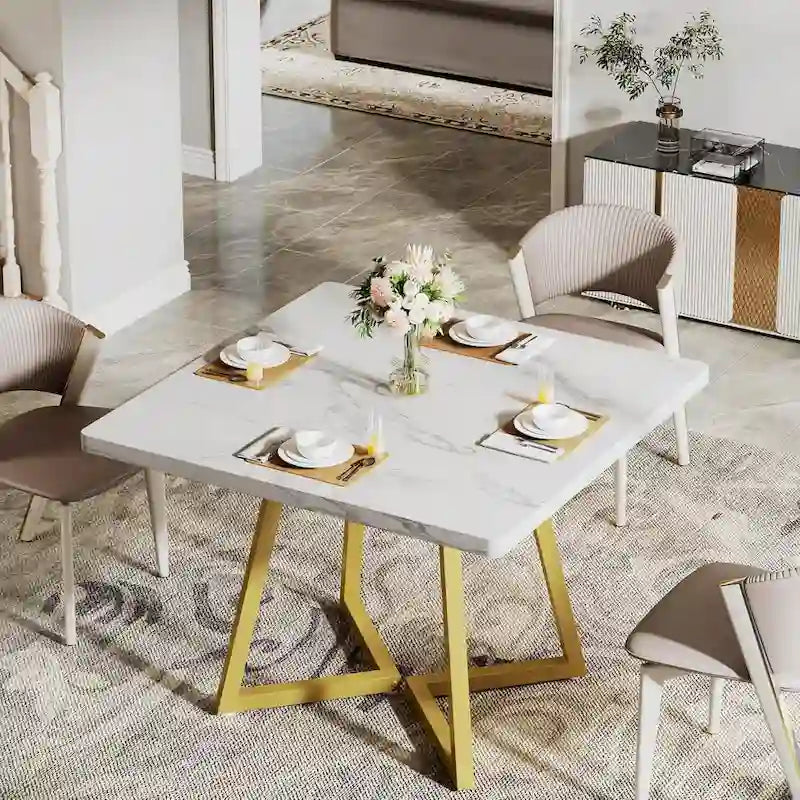 Table de salle à manger carrée de style industriel de 80 cm (31,5 pouces) avec piètement en métal