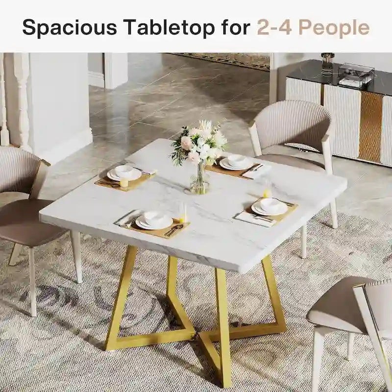 Table de salle à manger carrée de style industriel de 80 cm (31,5 pouces) avec piètement en métal