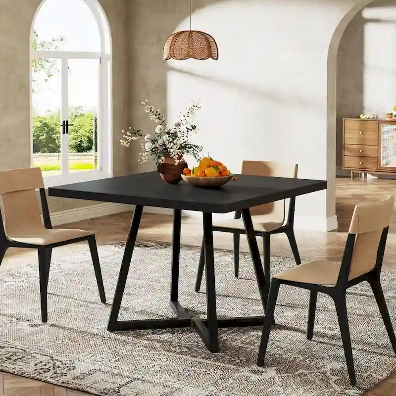 Table de salle à manger carrée de style industriel de 80 cm (31,5 pouces) avec piètement en métal