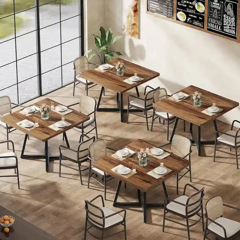Table de salle à manger carrée de style industriel de 80 cm (31,5 pouces) avec piètement en métal