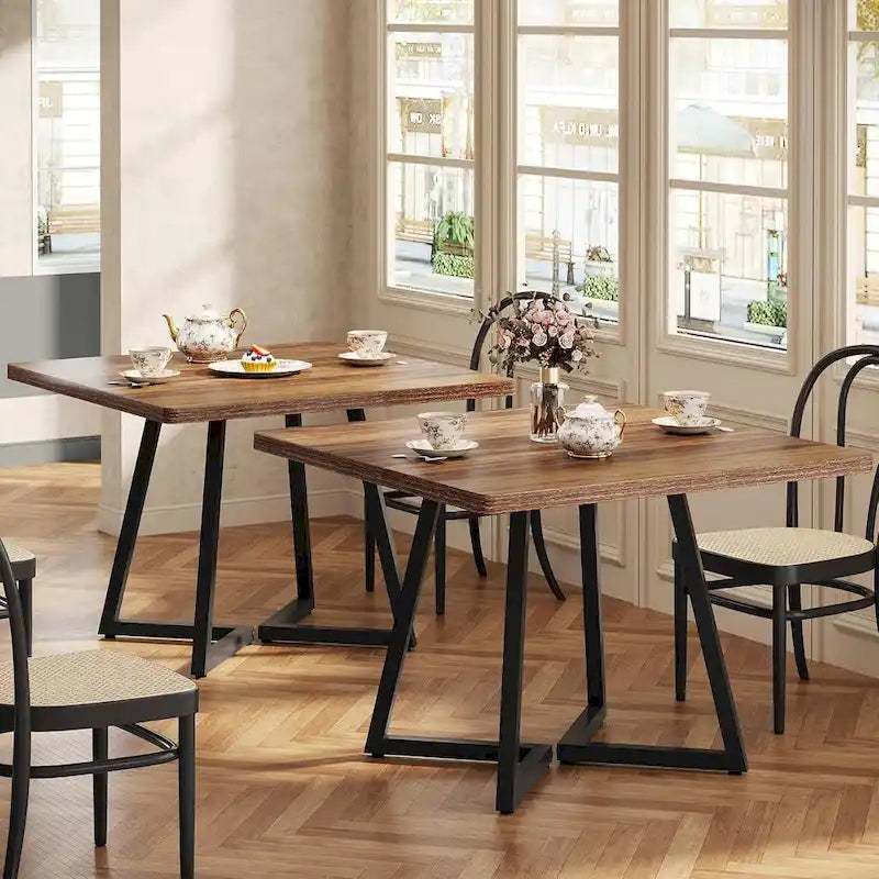 Table de salle à manger carrée de style industriel de 80 cm (31,5 pouces) avec piètement en métal
