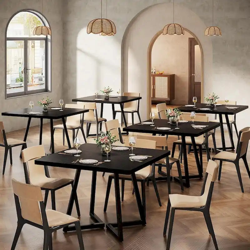 Table de salle à manger carrée de style industriel de 80 cm (31,5 pouces) avec piètement en métal
