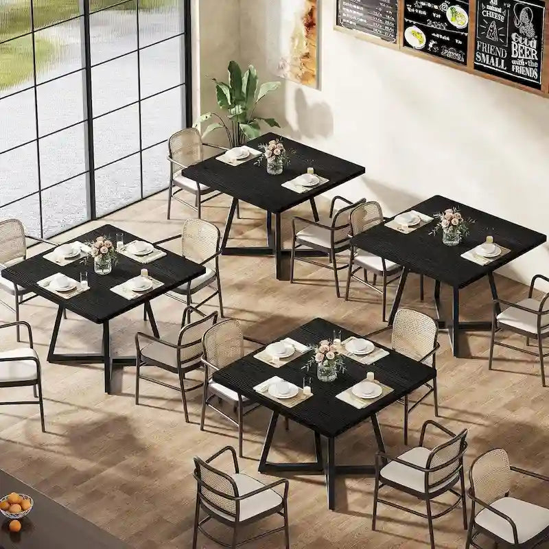 Table de salle à manger carrée de style industriel de 80 cm (31,5 pouces) avec piètement en métal
