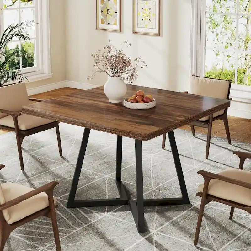 Table de salle à manger carrée de style industriel de 80 cm (31,5 pouces) avec piètement en métal