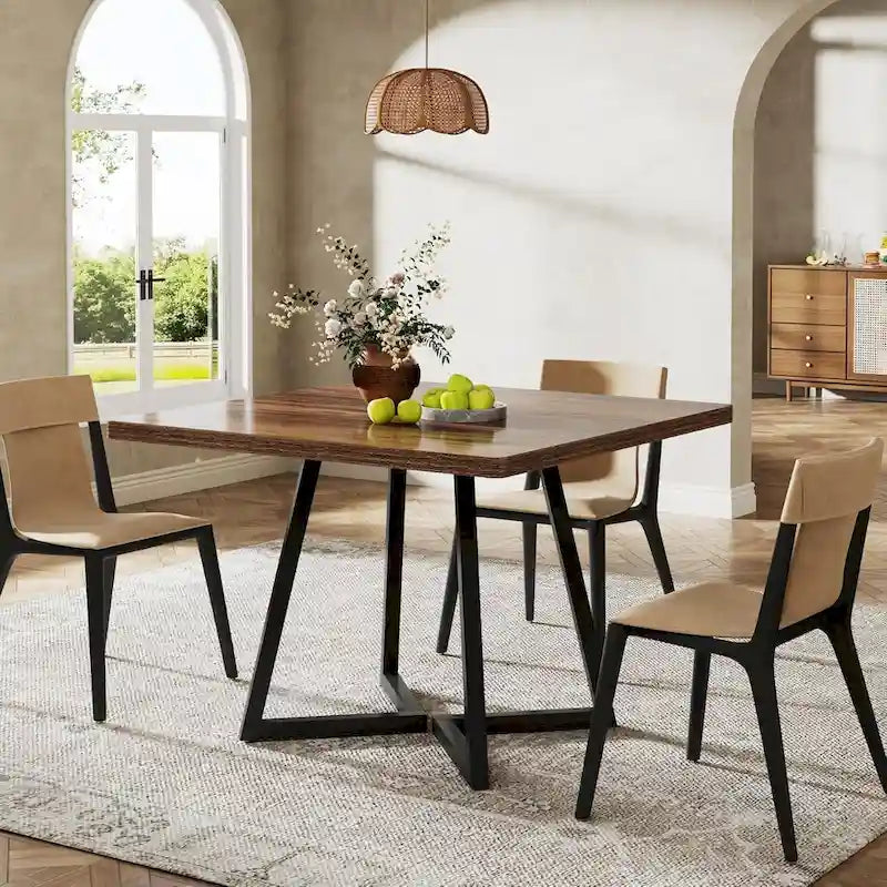 Table de salle à manger carrée de style industriel de 80 cm (31,5 pouces) avec piètement en métal