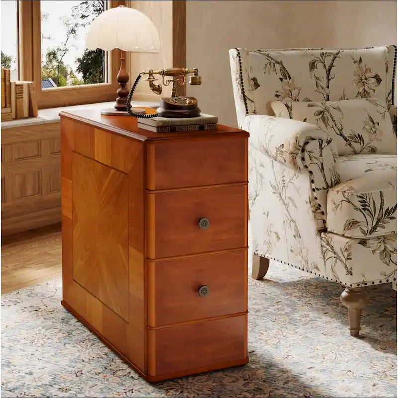 Table de chevet vintage à 2 tiroirs