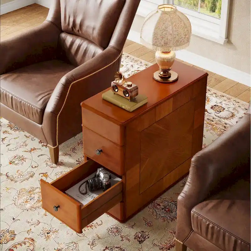 Table de chevet vintage à 2 tiroirs