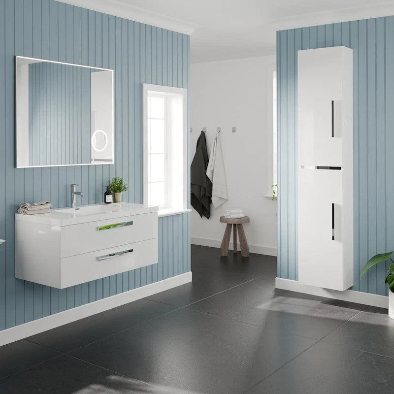 Armoire à linge autoportante Eviva Olivia, 35,5 cm (L) x 178 cm (H), blanc brillant