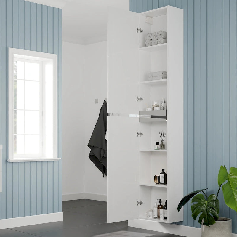 Armoire à linge autoportante Eviva Olivia, 35,5 cm (L) x 178 cm (H), blanc brillant