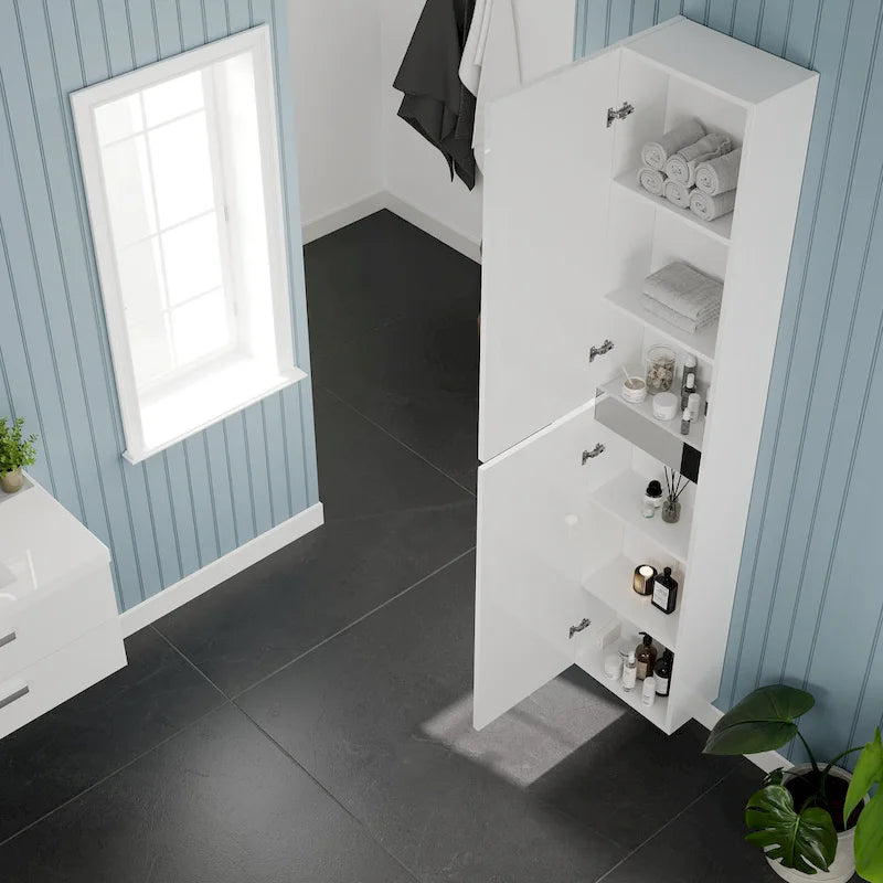 Armoire à linge autoportante Eviva Olivia, 35,5 cm (L) x 178 cm (H), blanc brillant