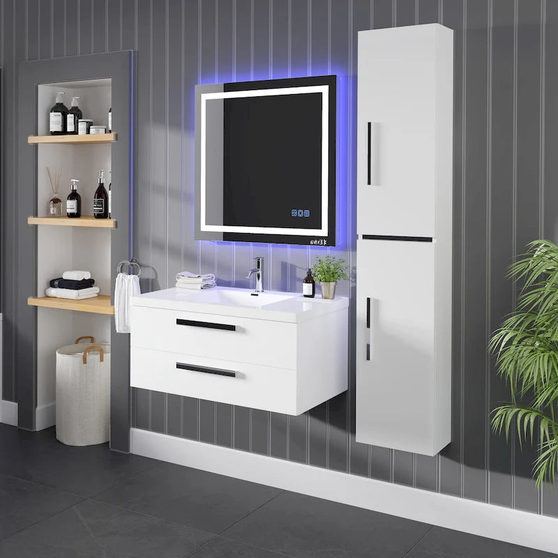 Armoire à linge autoportante Eviva Olivia, 35,5 cm (L) x 178 cm (H), blanc brillant