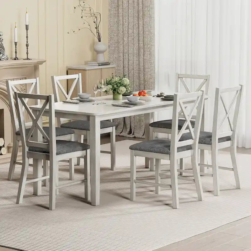 Modern Dining Linen Fabric Upholstered Solid Wood Dining Chairs